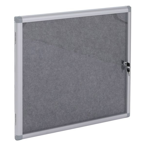 Mendler Schaukasten HWC-Q51, Memoboard Pinnwand mit Filzoberfläche, Aluminium abschließbar inkl. Zubehör 65x68x7cm, grau, 122952
