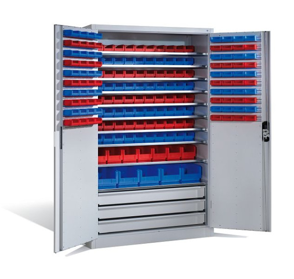 C+P Magazinschrank Acurado, H1950xB1200xT500mm, Farbe: Lichtgrau, Muldengriff, 8931-501 S10064