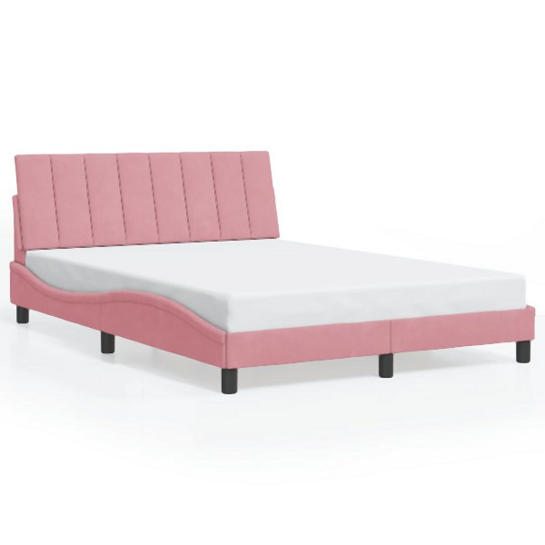 vidaXL Bettgestell mit LED-Leuchten Rosa 140x190 cm Samt, 3213780