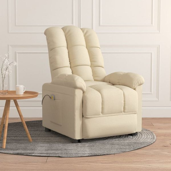 vidaXL Massagesessel Creme Stoff, 342742, 8720286920015