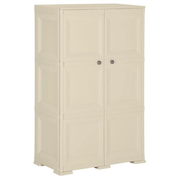 vidaXL Kunststoffschrank 79x43x125 cm Holzdesign Angora-Weiß, 340592