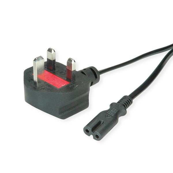 VALUE UK Netzkabel auf Euro-Flachstecker C7, 2-polig, schwarz, 1,8 m, 19.99.2017