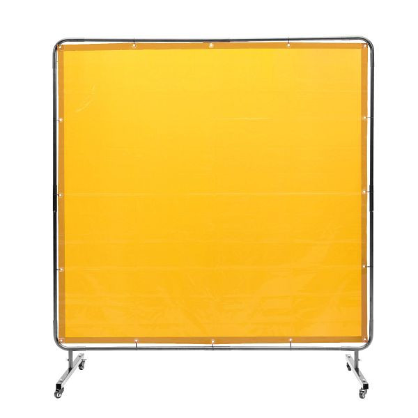 VEVOR Schweißvorhang 1,8 x 1,8 m aus Flammhemmendem Vinyl mit 4 Schwenkrädern und einem 6-stufigen UV-Schutz Schweißschutz Gelb, DMSHJPF6X6YCWE2S4V0