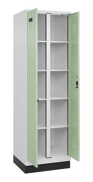 C+P Wäsche-Spind Evolo PLUS, mit Sockel, 2 Abteile, 1950x600x500mm, 9016/6019, Verschluss Zylinderschloss, 049022-20B S10046