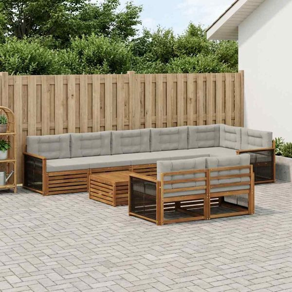 vidaXL Outdoor-Sofagarnitur mit Kissen 9-teilig, 3383534