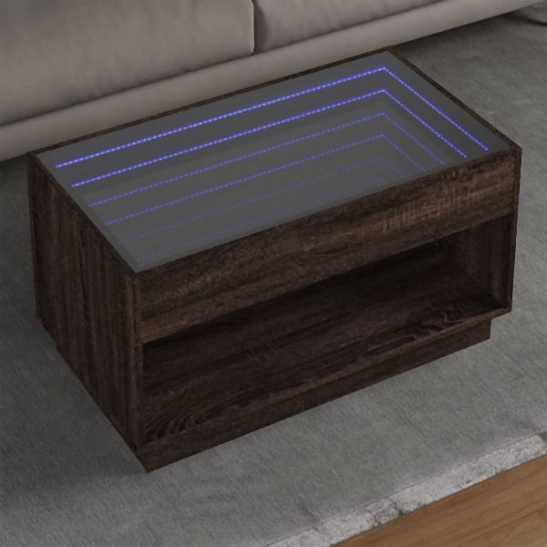 vidaXL Couchtisch mit Infinity-LED Braun Eichen-Optik 90x50x50 cm, 847671