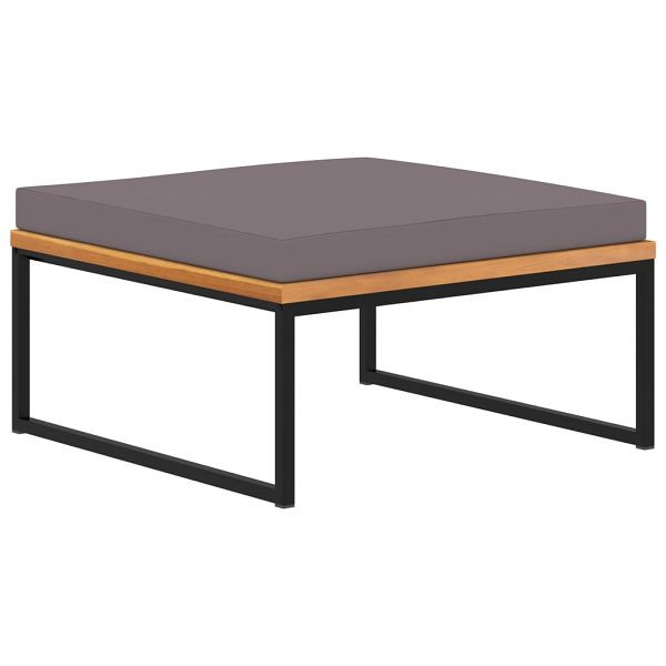 vidaXL Fußablage mit Auflage 66×66×36 cm Akazien Massivholz Dunkelgrau, 46511