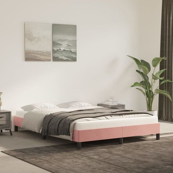 vidaXL Bettgestell Rosa 140x200 cm Samt, Polyester, 346981