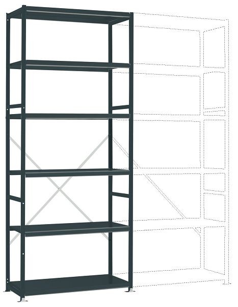 Manuflex Fachboden-Steckregal Color Grundregal mit 6 Stahlböden, HxBxT = 2500 x 1030 x 300 mm, anthrazit, RP1251.7016