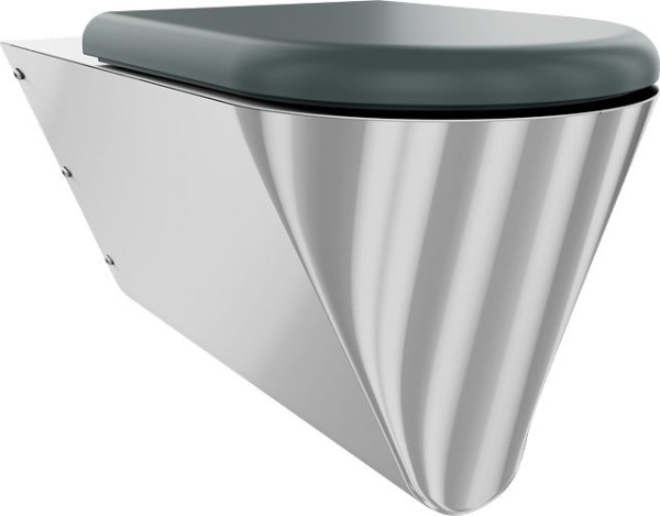 KWC T-WC, CAMPUS, Edelstahl, wandhängend, 360x407x700 mm, Sitz grau, barrierefrei, 3600000653