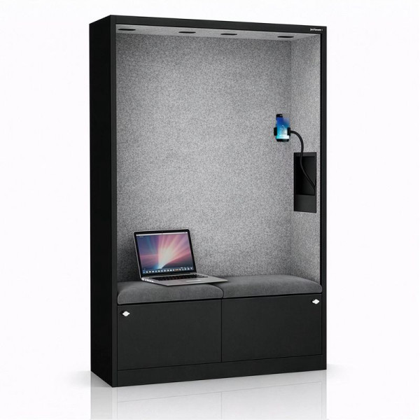 Jan Nowak Schrank mit Sitzfläche und Ruhezone SALLY MentalBox 1850 x 1150 x 400 mm, Schwarz, Grau, 2091