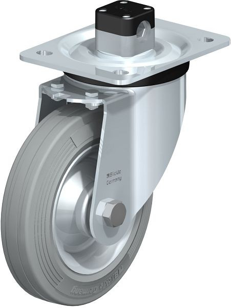 Blickle L-RD 162R-CS11-VLI Stahlblech-Lenkrolle, mittelschwere Ausführung, mit Anschraubplatte & Zentralfeststeller, Zweikomponenten-Vollgummi, 849992