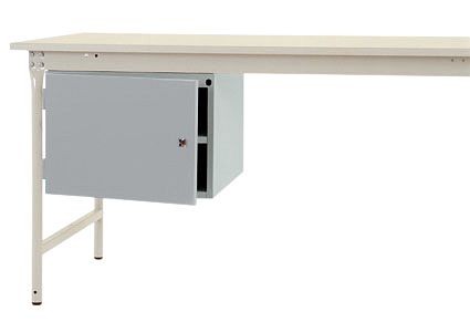 Manuflex Gehäuse-Unterbau stationär, Nutzhöhe 300 mm mit 1 Tür und Einlegeboden, für Tischtiefe 800 mm, Alusilber, ZB4704.9006
