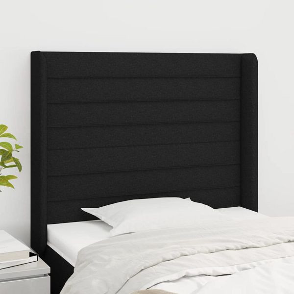 vidaXL Kopfteil mit Ohren Schwarz 93x16x118/128 cm Stoff, 3119704