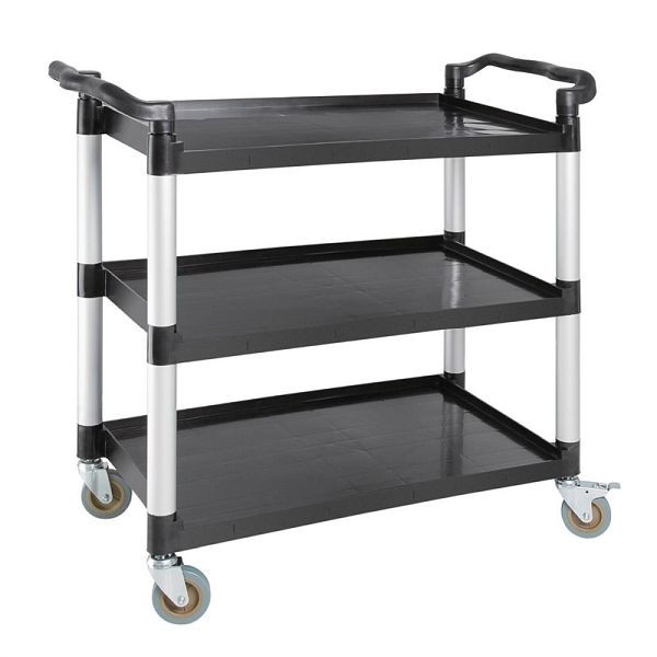 Vogue Polypropylen Servierwagen groß, Größe: 960 x 520 x 11070 mm, Kapazität: 130 kg, Farbe: schwarz, CF102