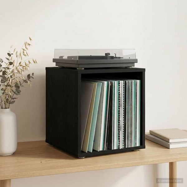 vidaXL Vinyl Album Box 2 stk. Schwarz Eichen-Optik 37 x 36,5 x 38 cm, 8012845