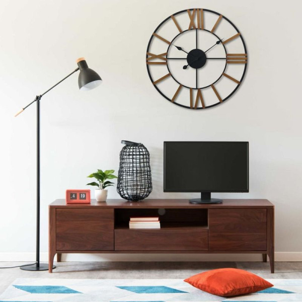 vidaXL Wanduhr Golden und Schwarz 70 cm Metall, 321458