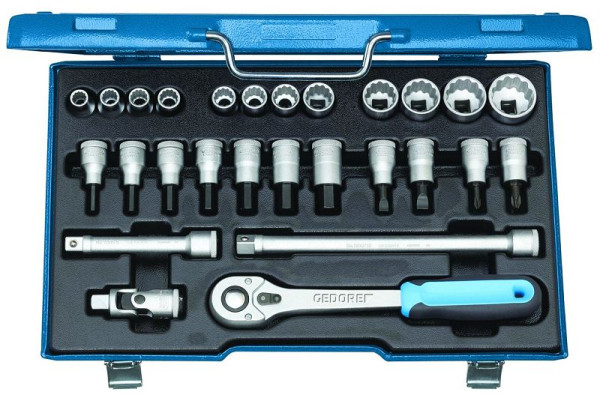 GEDORE Steckschlüssel-Satz 1/2", 27-teilig, 12-kant UD-Profil, 6140090