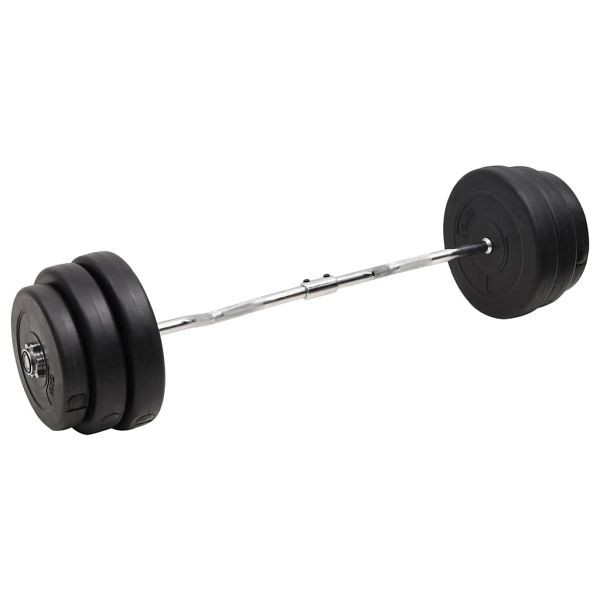 vidaXL Curlstange mit Hantelscheiben 90 kg, Material: Zementplatten, Zement mit Kunststoffbeschichtung, Stahlstange, 3145023