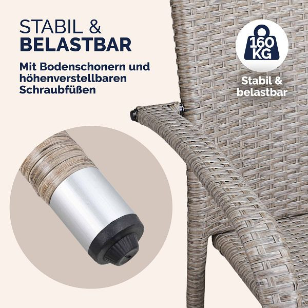 casaria Polyrattan Stapelstuhl Comfort 4er-Set Creme, 109996