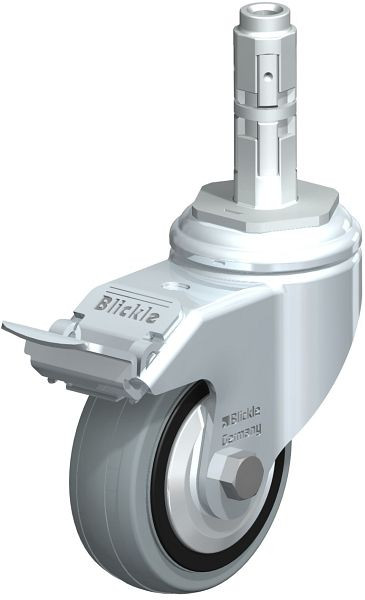 Blickle LKRA-VPA 80K-11-FI-FA-E12 Apparate-Lenkrolle mit Expander & Feststeller, Vollgummi, Grau, 320044