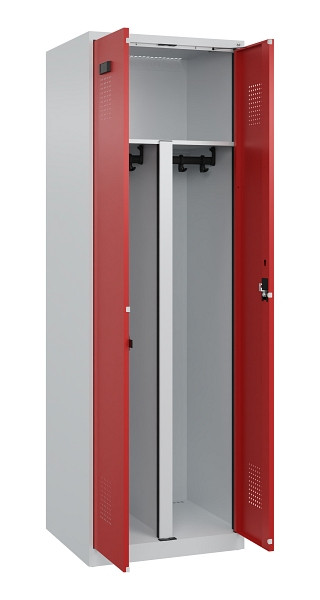 C+P PSA Schwarz-Weiß-Spind Evolo PLUS, 2 Abteile, 1850x600x500mm, 7035/3000, Zylinderschloss, 049002-20P S10030