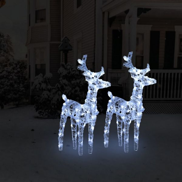 vidaXL LED-Rentiere 2 Stk. Kaltweiß 80 LEDs Acryl, 342679