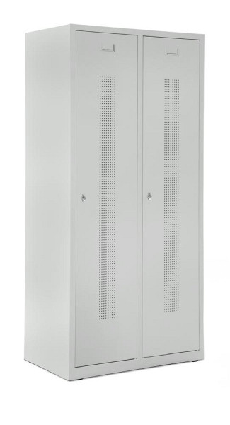 Deskin Garderobenspind SYSTEM SP1 ohne Unterbau, Korpus und Türen Lichtgrau RAL 7035, H 1700 x B 800 x T 500 mm, Drehriegelverschluss, 330621