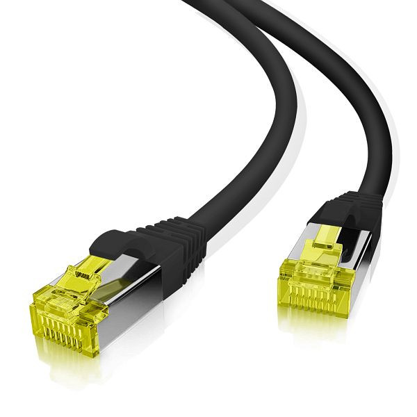 Helos Patchkabel S/FTP Cat 6a schwarz 0,5m, 118162