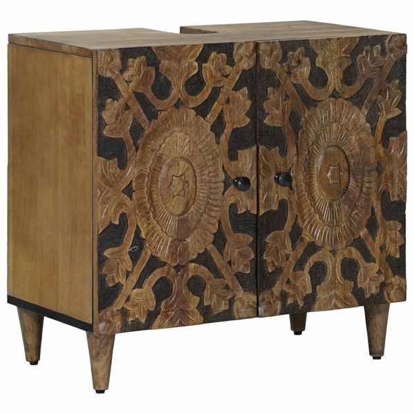 vidaXL Waschbeckenschrank Braun 62 x 33 x 58 cm Massivholz Mango, 4018351