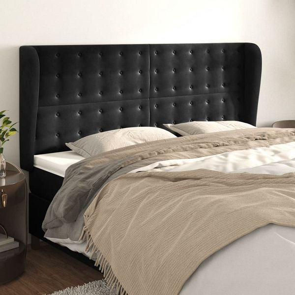 vidaXL Kopfteil mit Ohren Schwarz 183x23x118/128 cm Samt, 3118452