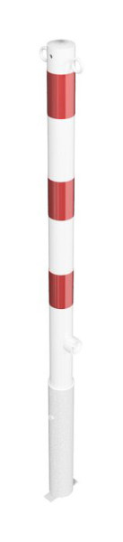 Schake Absperrpfosten Stahlrohr Ø 60 x 2,5 mm herausnehmbar mit Dreikantverschluss, feuerverzinkt und weiß beschichtet, 2 Ösen, 460FB/2