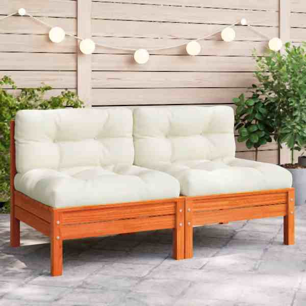 vidaXL Gartensofa ohne Armlehnen mit Kissen Wachsbraun Kiefernholz, 838158