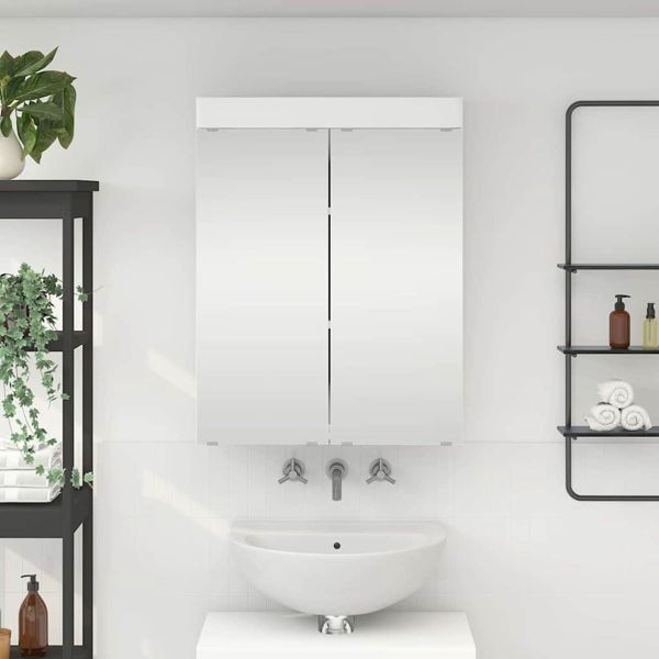 vidaXL Badezimmerspiegelschrank mit Regal TULUM Weiß 60 x 16,5 x 78 cm, 880361