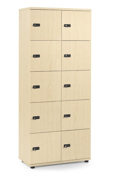 Deskin Schließfachschrank OFFICE-LINE mit 10 Fächern, Ahorndekor, 800 x 420 x 1890 mm, ohne Posteinwurf, 10 Abteile, Korpus: Ahorndekor, 290087