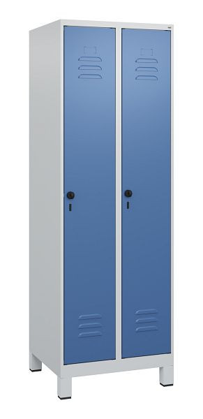 C+P Umkleidespind Classic PLUS, Füße, 2 Abteile, 1800x600x500mm, 7035/5023, Drehriegel, 0800107-20 S10005