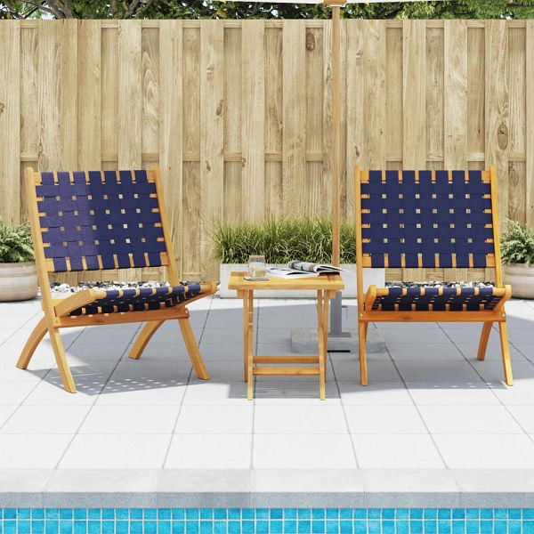 vidaXL Gartenstühle 2 Stück Klappbar Dunkelblau Massivholz Akazie Stoff, 366512