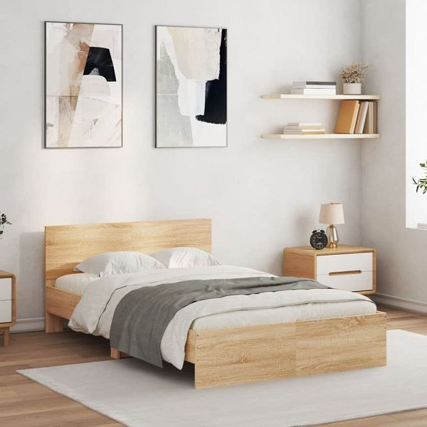 vidaXL Bettgestell mit Kopfteil Sonoma-Eiche 120x200 cm, 3207492