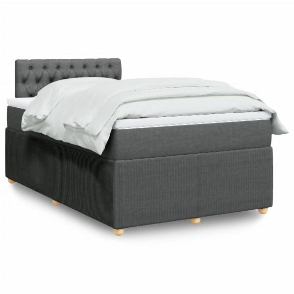 vidaXL Boxspringbett mit Matratze Dunkelgrau 120x190 cm Stoff, 3289703