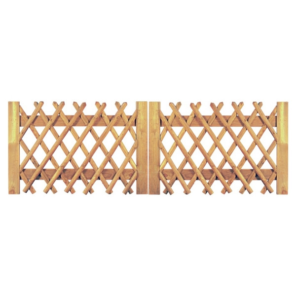 T&J Jägerzaun Doppeltor 300 x 100 cm, Latten 55 mm, kdi braun, ohne Beschlag, ohne Pfosten, 16928