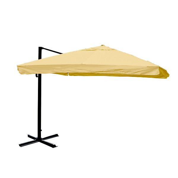 Mendler Ampelschirm HWC-A96, Gastronomie, 3x3m (Ø4,24m) Polyester Alu/Stahl 23kg, Flap, creme ohne Ständer, drehbar, 134185+122472