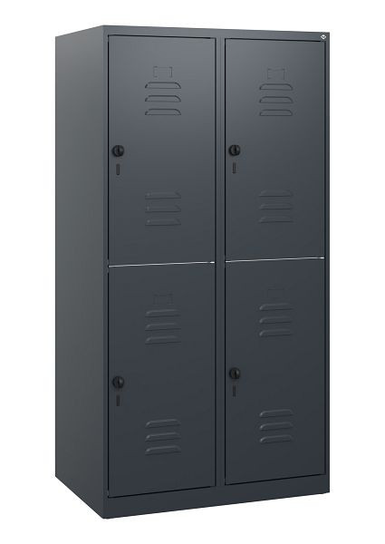 C+P Doppelstöckiger Spind Classic PLUS, 2 Abteile, 1530x800x500mm, 7016/7016, Drehriegel, 0803005-22 S10010