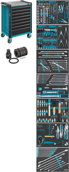 Hazet Werkstattwagen Assistent, Schubladen, flach: 8 x 81 x 522 x 398 mm, Anzahl Werkzeuge: 206, 179NX-8/206