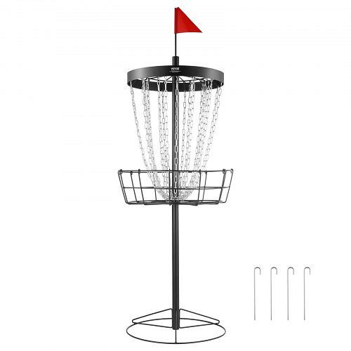 VEVOR Discgolf-Korb, Disc Golf Scheiben Set, mit 24 Ketten, Übungsständer aus Stahl, Satz inkl. 6 Stück Wurfscheibe, Schwarz, YDLSYPGEFQLY0I0N7V0