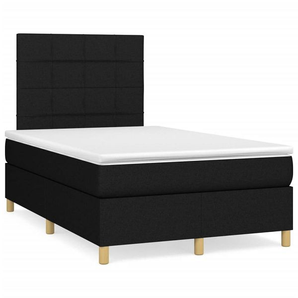 vidaXL Boxspringbett mit Matratze & LED Schwarz 120x190 cm Stoff, 3270248