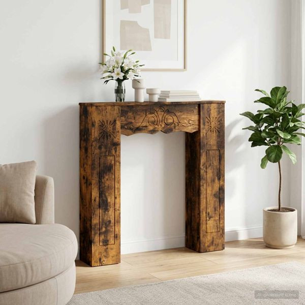 vidaXL Kaminumrandung Raucheiche 102 x 20 x 102 cm Holzwerkstoff, 8006638