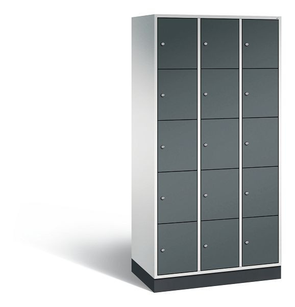 C+P Schließfachschrank Intro, 15 Fächer, H1950xB920xT490 mm, Grau/Anthrazit, 8570-301 S10255