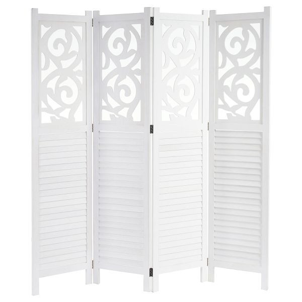Mendler Paravent Istanbul, Raumteiler Trennwand Sichtschutz, Ornamente, 170x160cm, weiß, 45824
