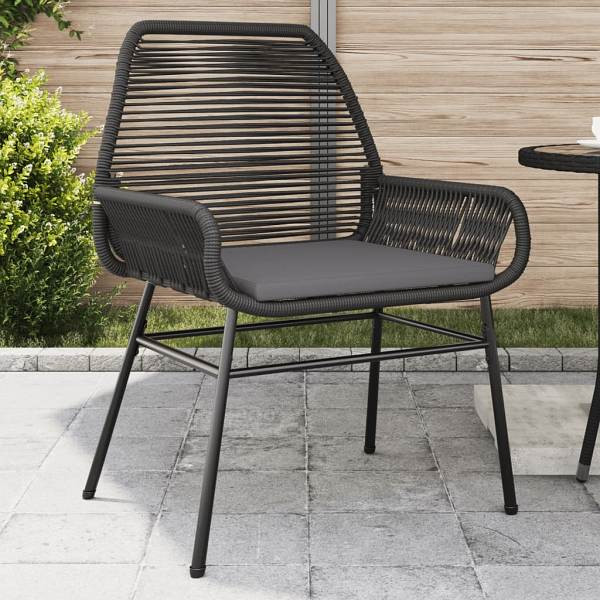 vidaXL Gartenstühle 2 Stück mit Kissen Schwarz Poly Rattan, UV-beständig, 369095