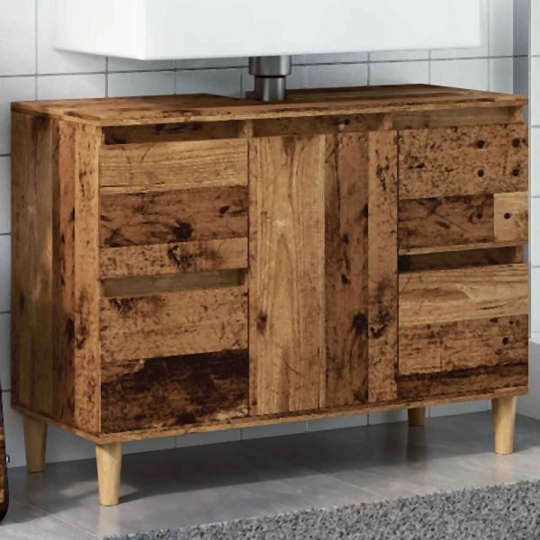 vidaXL Waschbeckenunterschrank Altholz-Optik 80x33x60 cm Holzwerkstoff, 857126